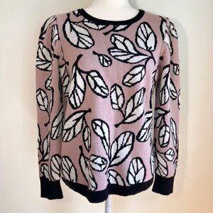 Anne Klein Puff Sleeve Sweater Ballet Pink and Black Size M